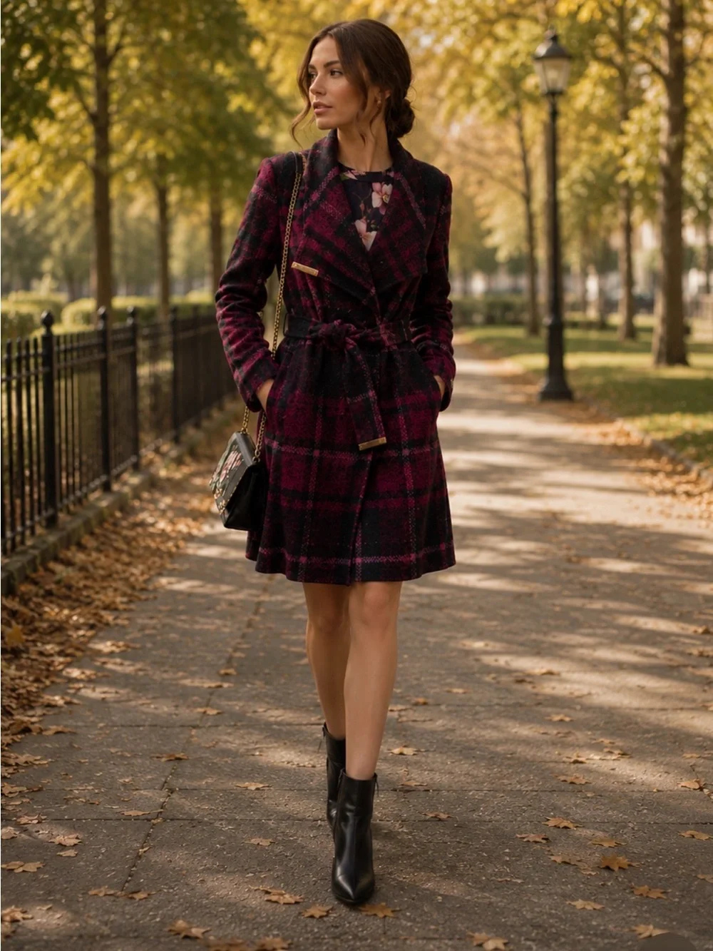 Ted Baker Plaid Belted Wrap Coat – Wool Blend size 1 US size 4
